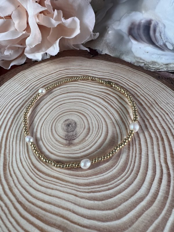 Armbånd guld eller sølv glasperler/ferskvandsperler