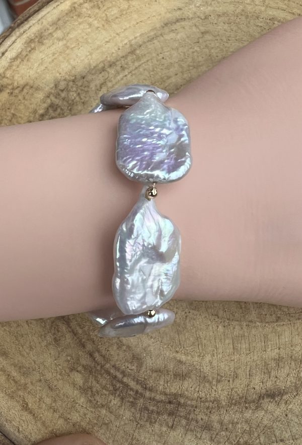 Armbånd hvide barokke perler - Image 2